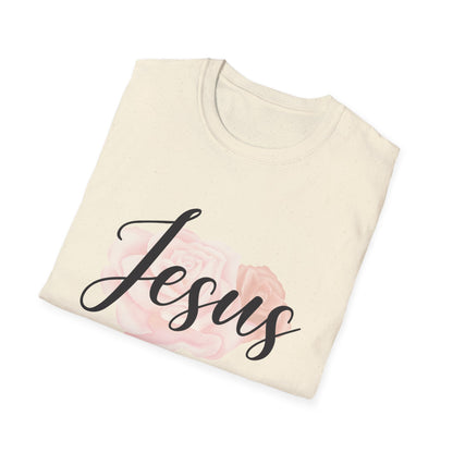 Christian Unisex T-Shirt - Jesus and Rose Design