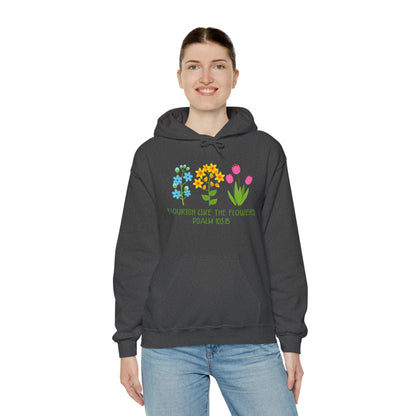 Christian Unisex Hooded Sweatshirt - Flourish Like The Flowers Design