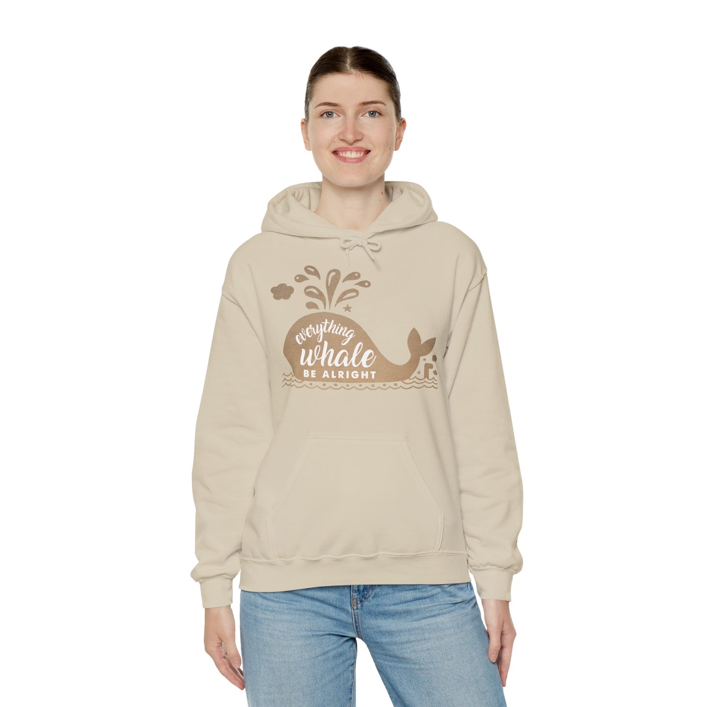 Motivational Unisex Hooded Sweatshirt - Everything Whale Be Alright Design