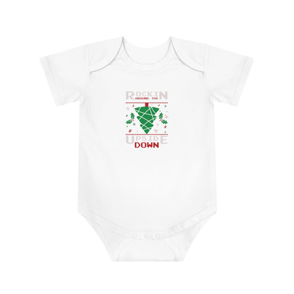 Christmas Baby Bodysuit - Rockin Around The Upside Down Festive Color Design