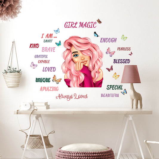Empower Her Potential: "Girl Magic" Butterfly Wall Decal for Girls