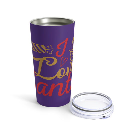 20oz Tumbler - Love Santa Design, Purple Background