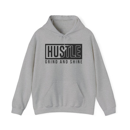 Motivational Unisex Hooded Sweatshirt - Hustle Grind and Shine Design