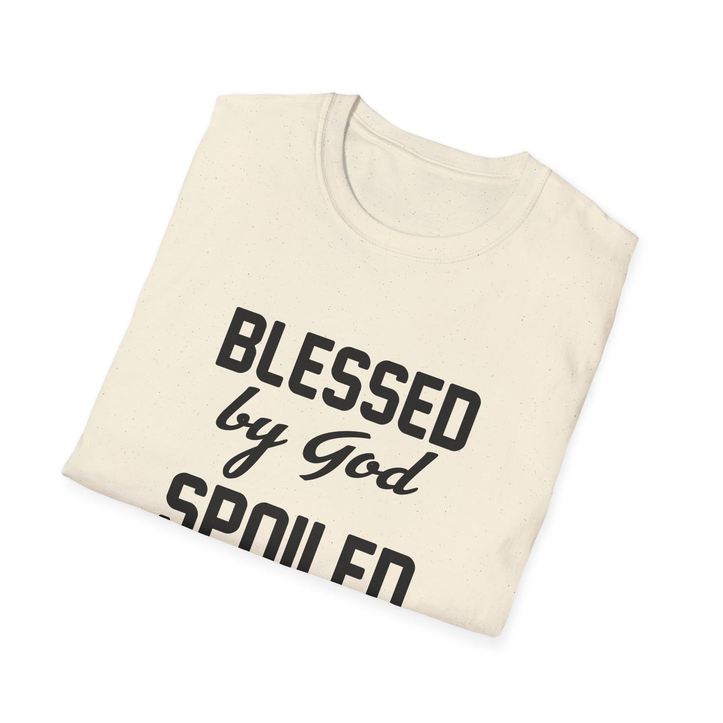 Christian Unisex T-Shirt - Blessed By God Spoiled By My Husband Design