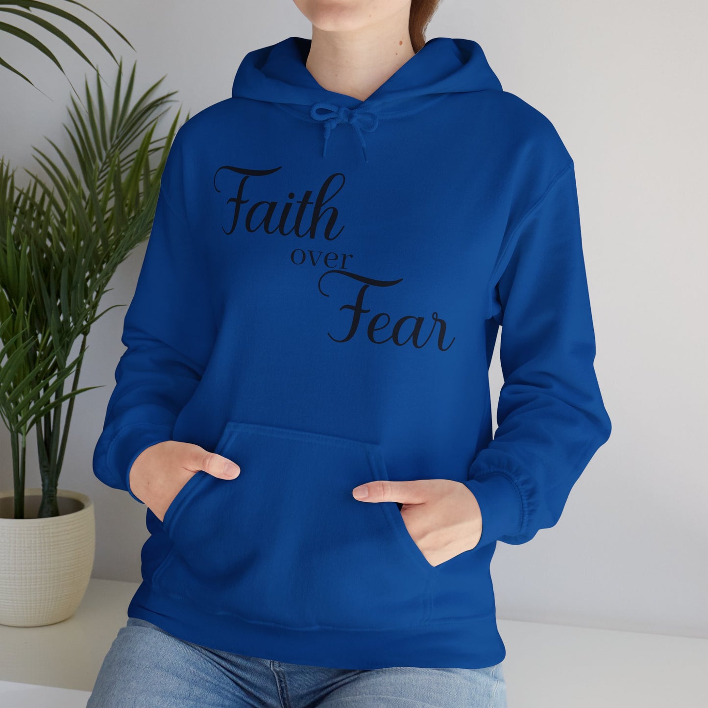 Christian Unisex Hooded Sweatshirt - Simple Faith Over Fear Design