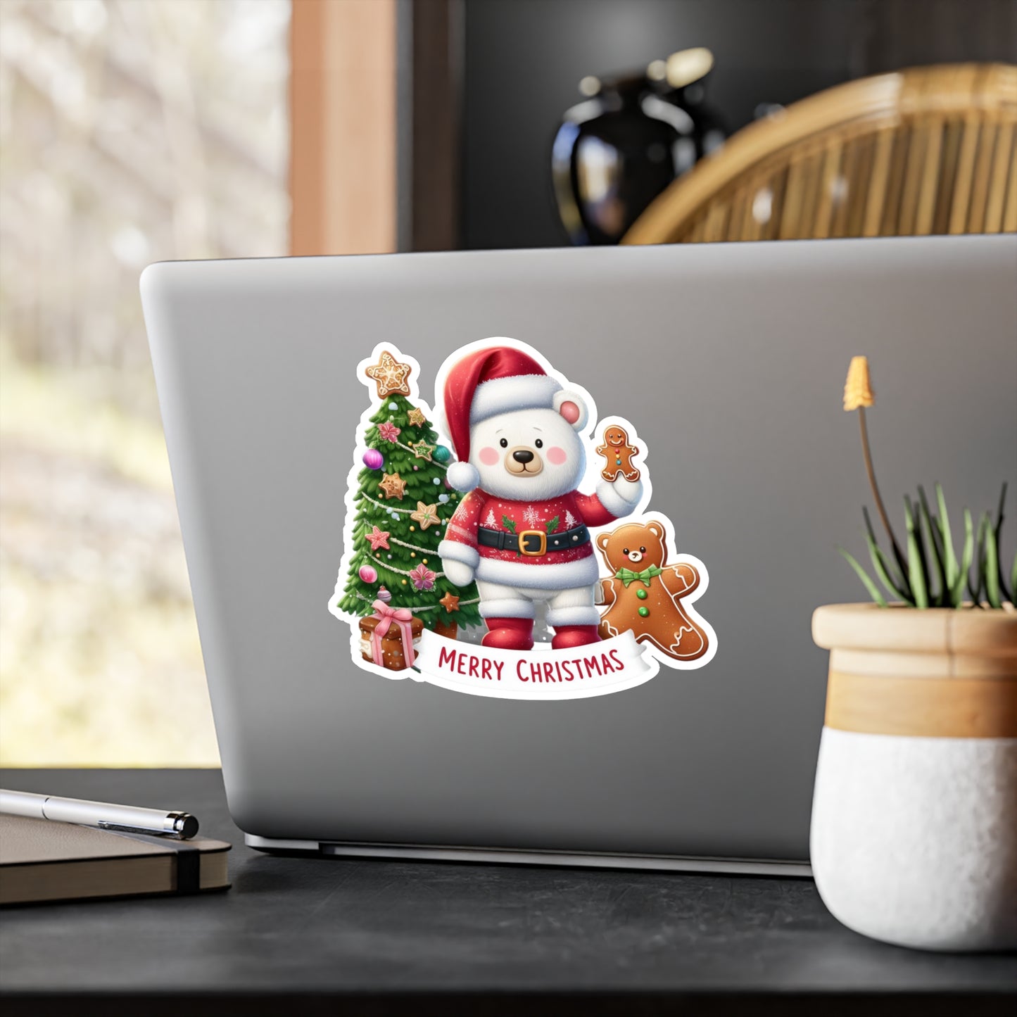 Merry Christmas Polar Bear Sticker