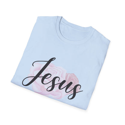 Christian Unisex T-Shirt - Jesus and Rose Design