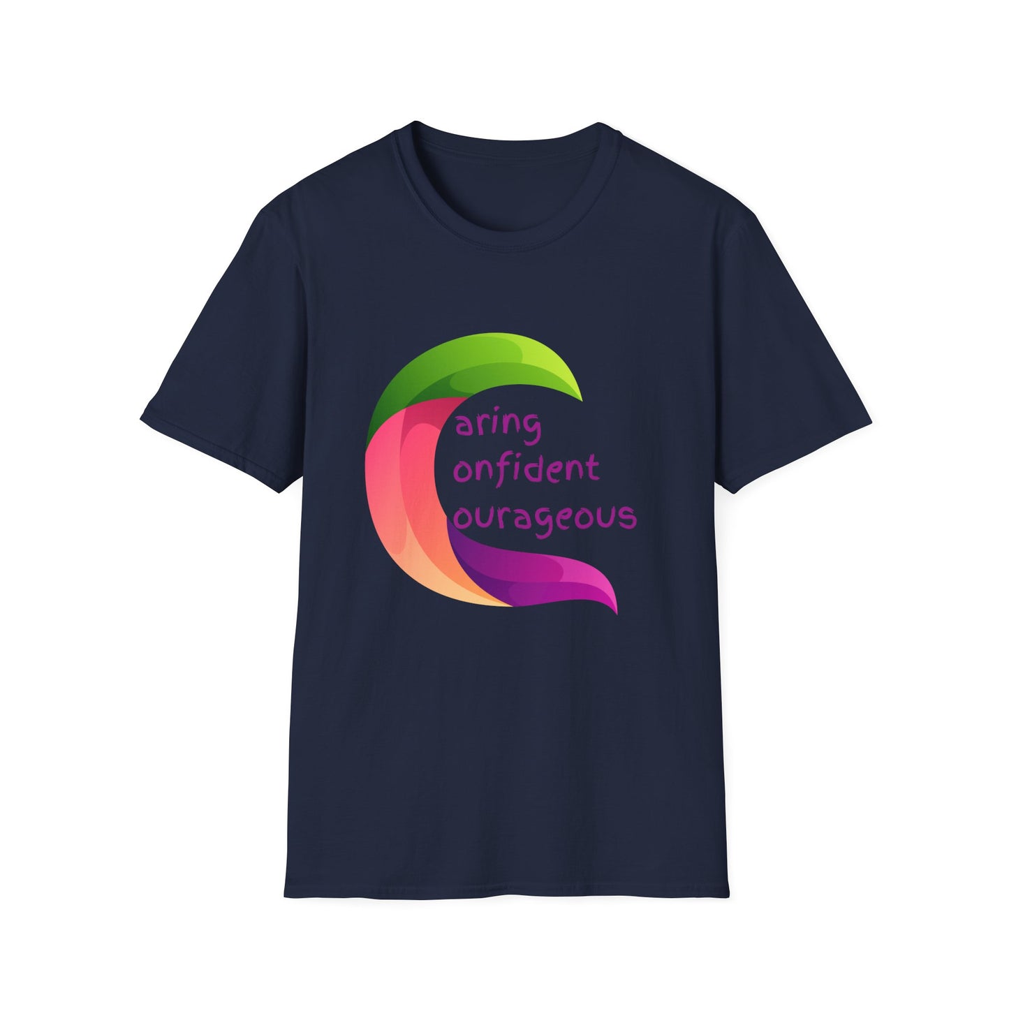 Motivational Unisex T-Shirt - Caring Confident Courageous Design