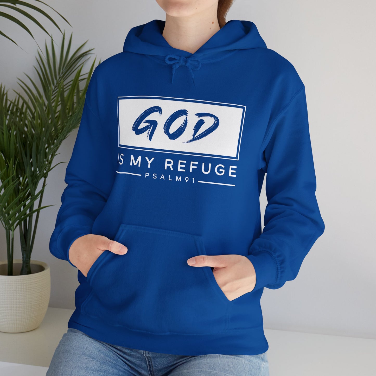 Christian Unisex Hooded Sweatshirt - God Is My Refuge Design