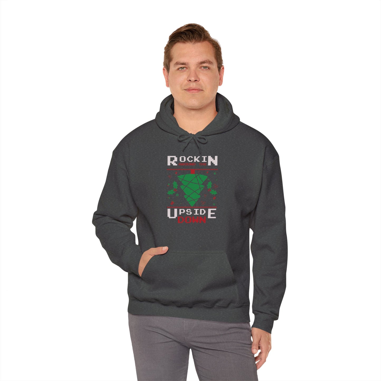 Christmas Unisex Hooded Sweatshirt - Rockin Around The Upside Down Design