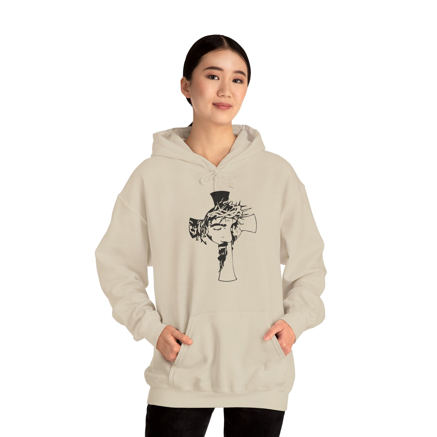 Christian Unisex Hooded Sweatshirt - Jesus On The Cross Design