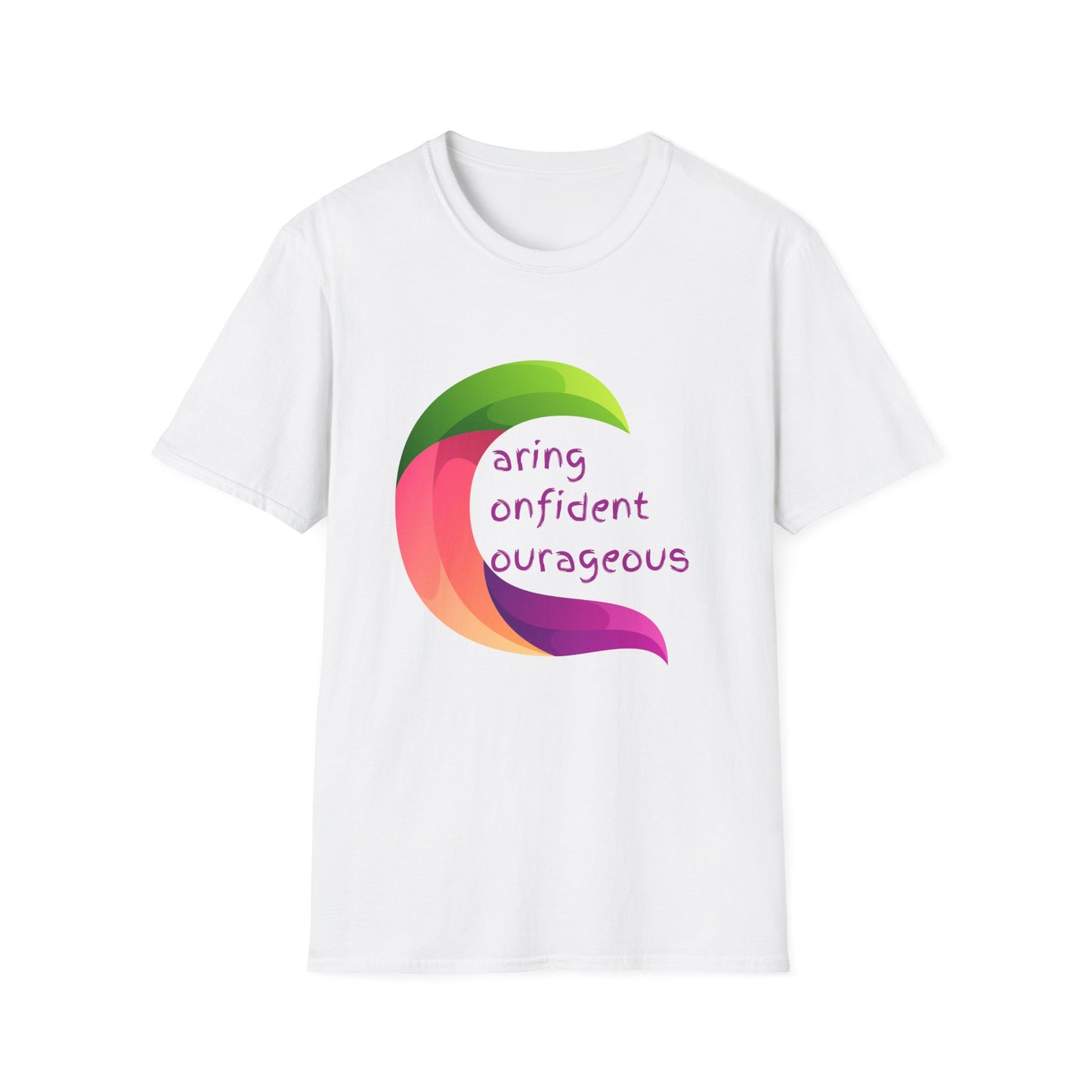 Motivational Unisex T-Shirt - Caring Confident Courageous Design