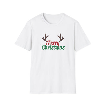 Christmas Unisex T-Shirt - Merry Christmas Reindeer Antlers Design