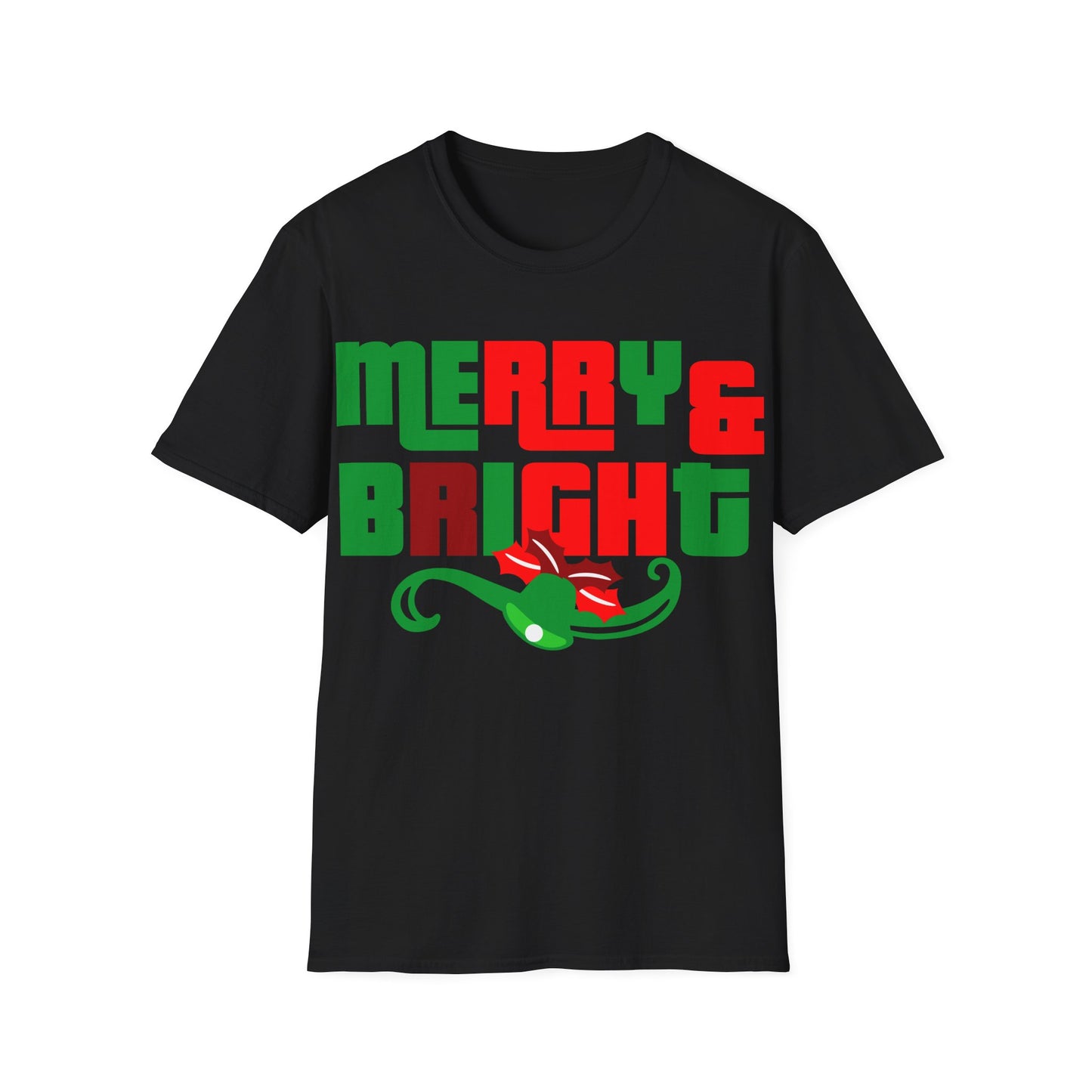 Christmas Unisex T-Shirt - Merry and Bright Bold Design