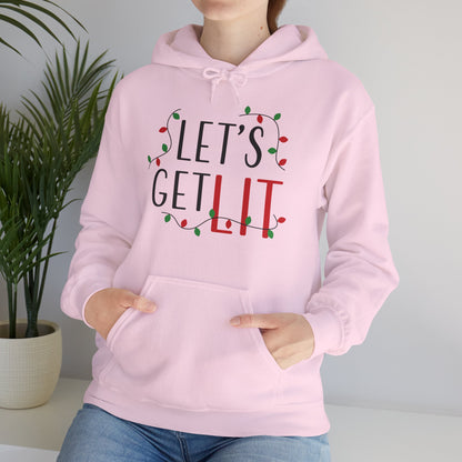 Christmas Unisex Hooded Sweatshirt - Let's Get Lit Design