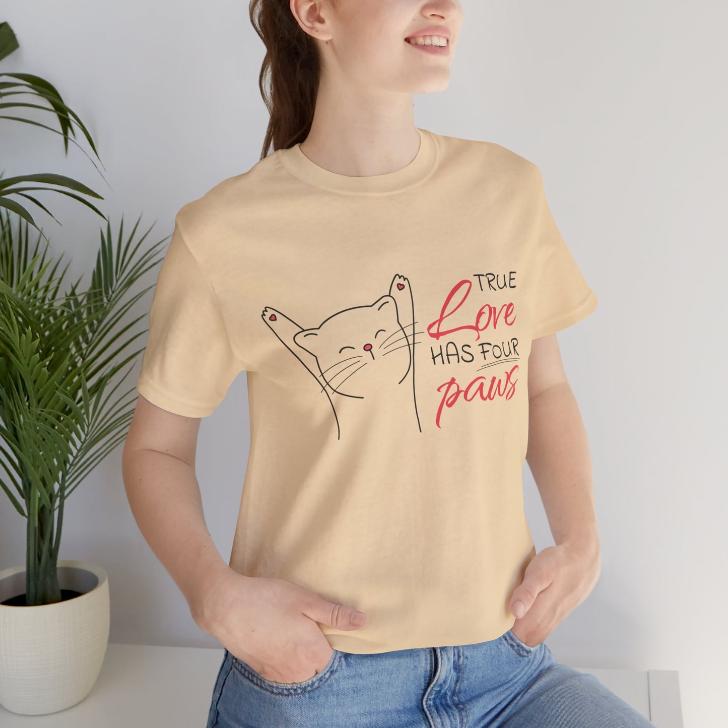 True Love Has Four Paws Valentine's Day Short Sleeve T-Shirt - Unisex - Motivational Treats