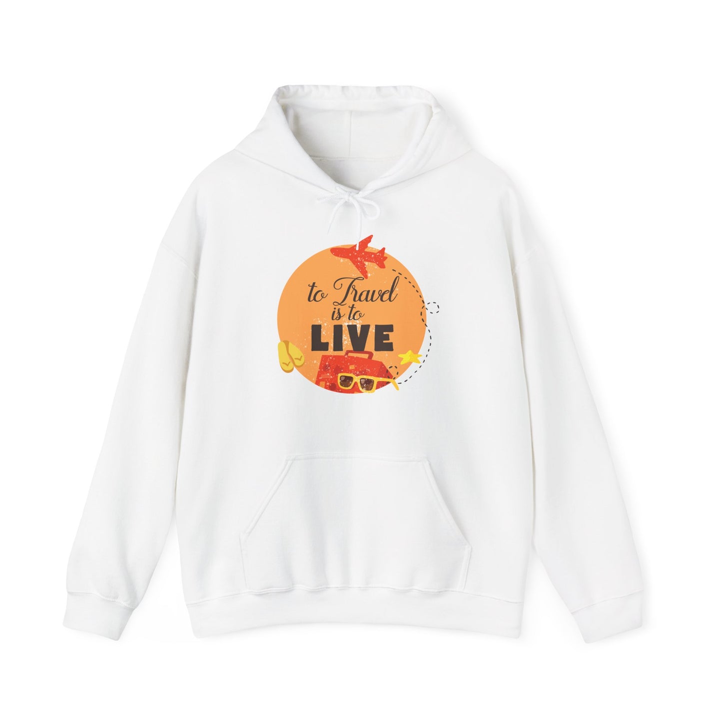 Motivational Unisex Hooded Sweatshirt - To Travel Is To Live Design