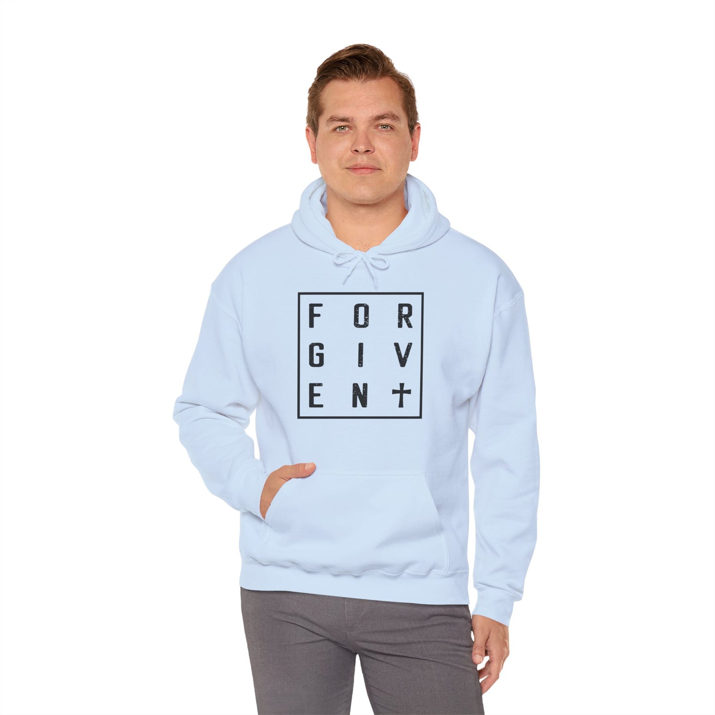 Christian Unisex Hooded Sweatshirt - Forgiven Cross Design