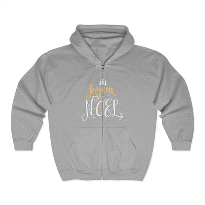 Christmas Unisex Full Zip Hooded Sweatshirt - Joyeux Noel Design