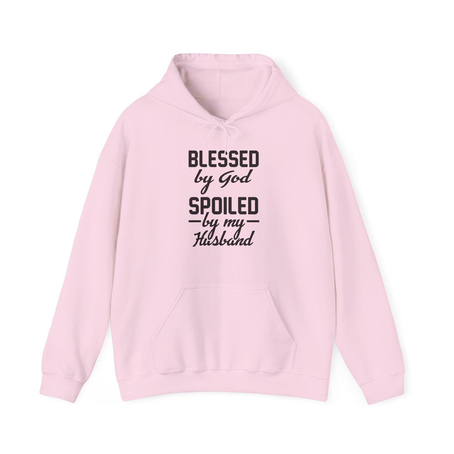 Christian Unisex Hooded Sweatshirt - Blessed By God Spoiled By My Husband Design