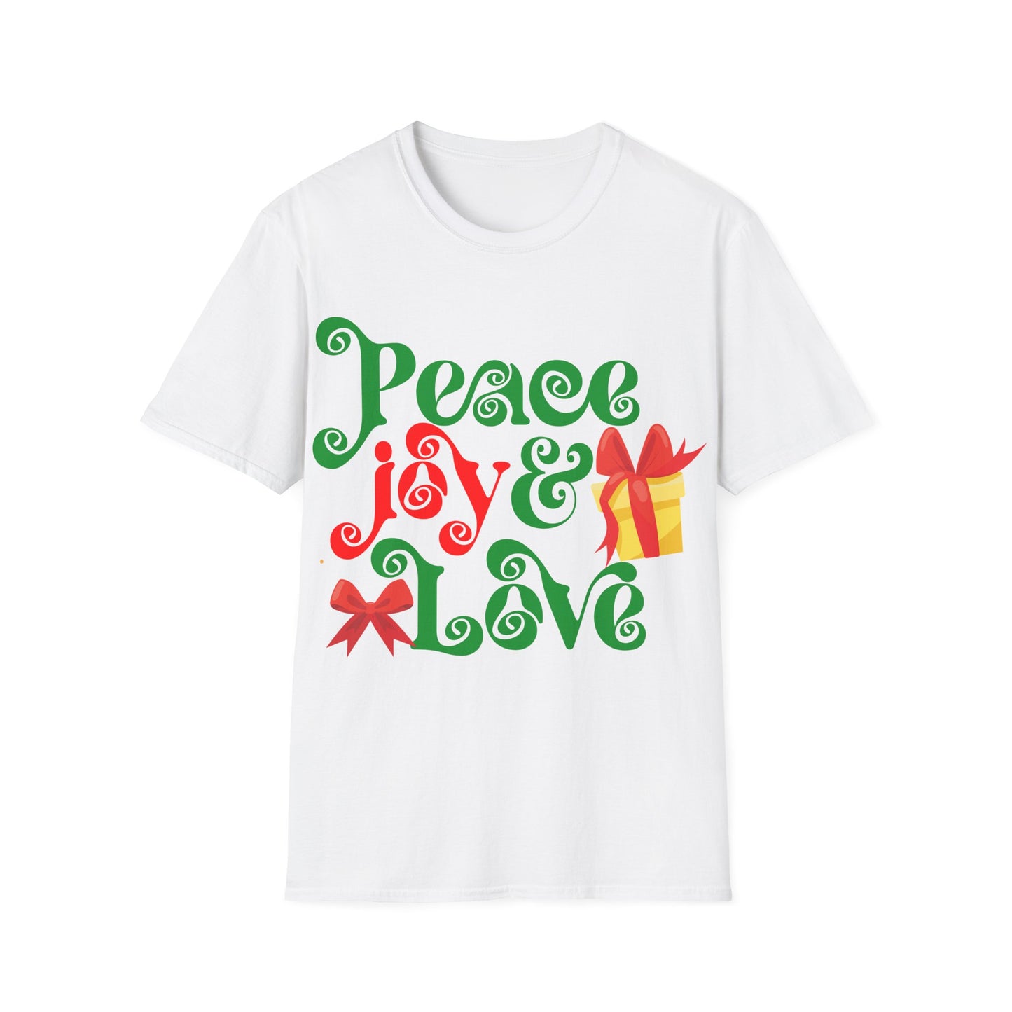 Christmas Unisex T-Shirt - Peace Joy and Love Design