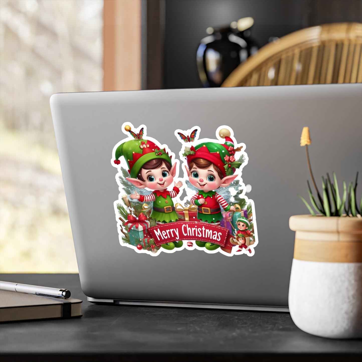 Festive Christmas Elves Sticker