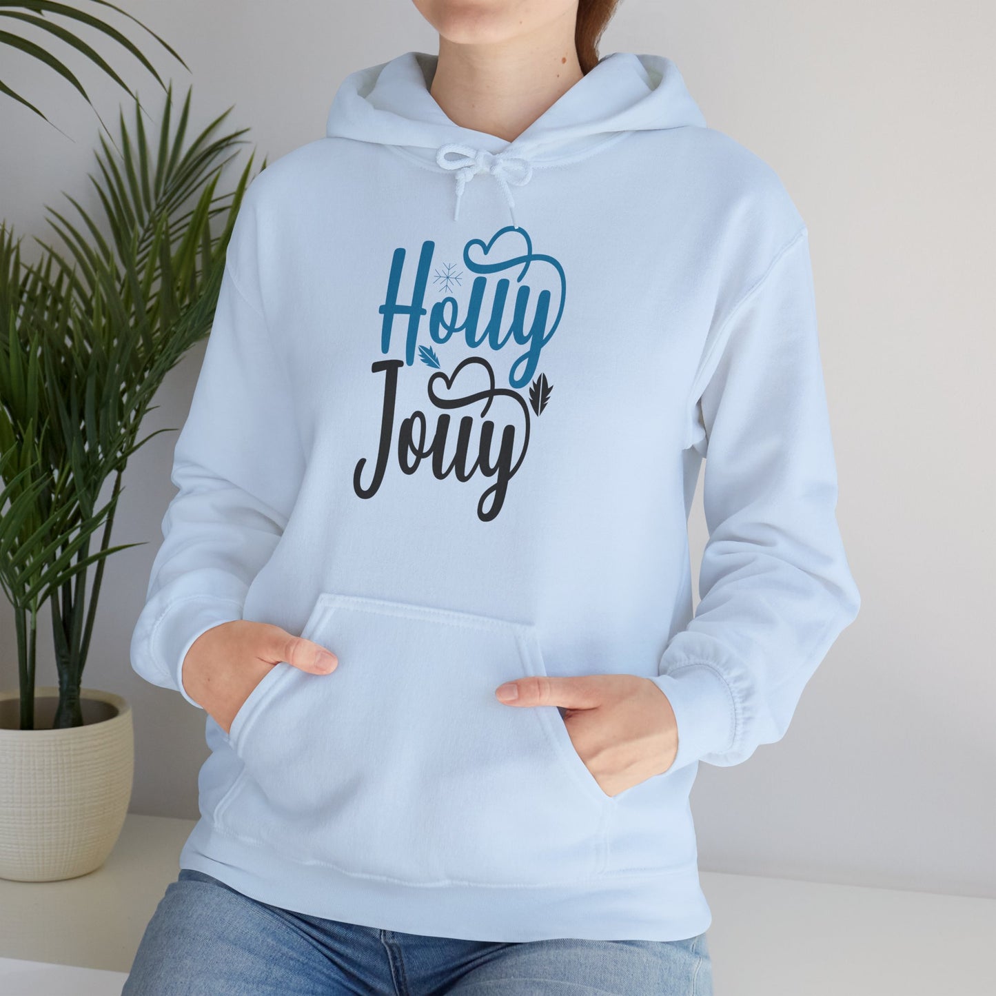 Christmas Unisex Hooded Sweatshirt - Festive Holly Jolly Design