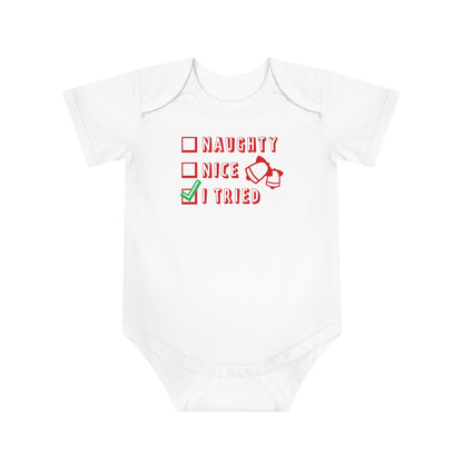 Christmas Baby Bodysuit - Naughty Nice I Tried Design