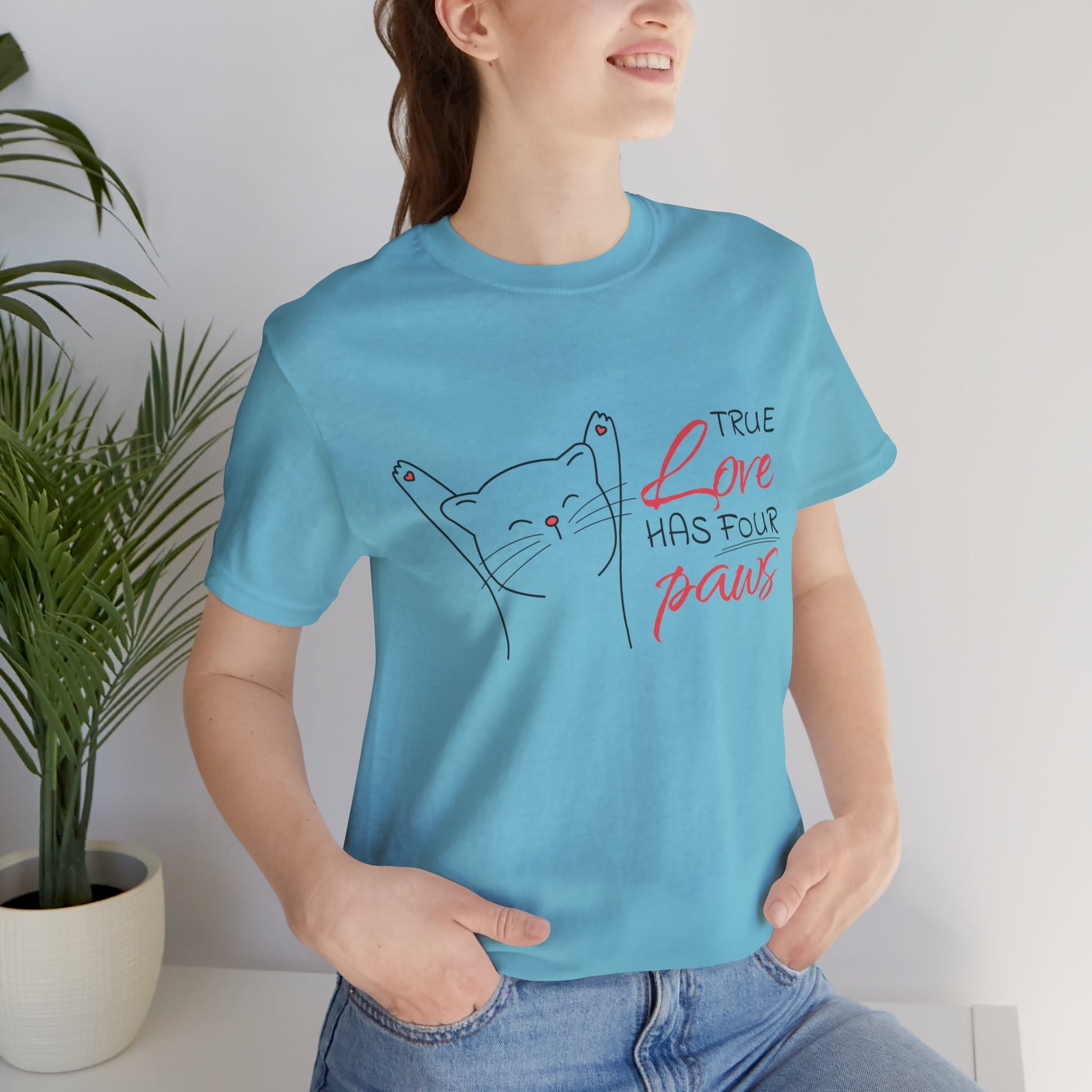 True Love Has Four Paws Valentine's Day Short Sleeve T-Shirt - Unisex - Motivational Treats