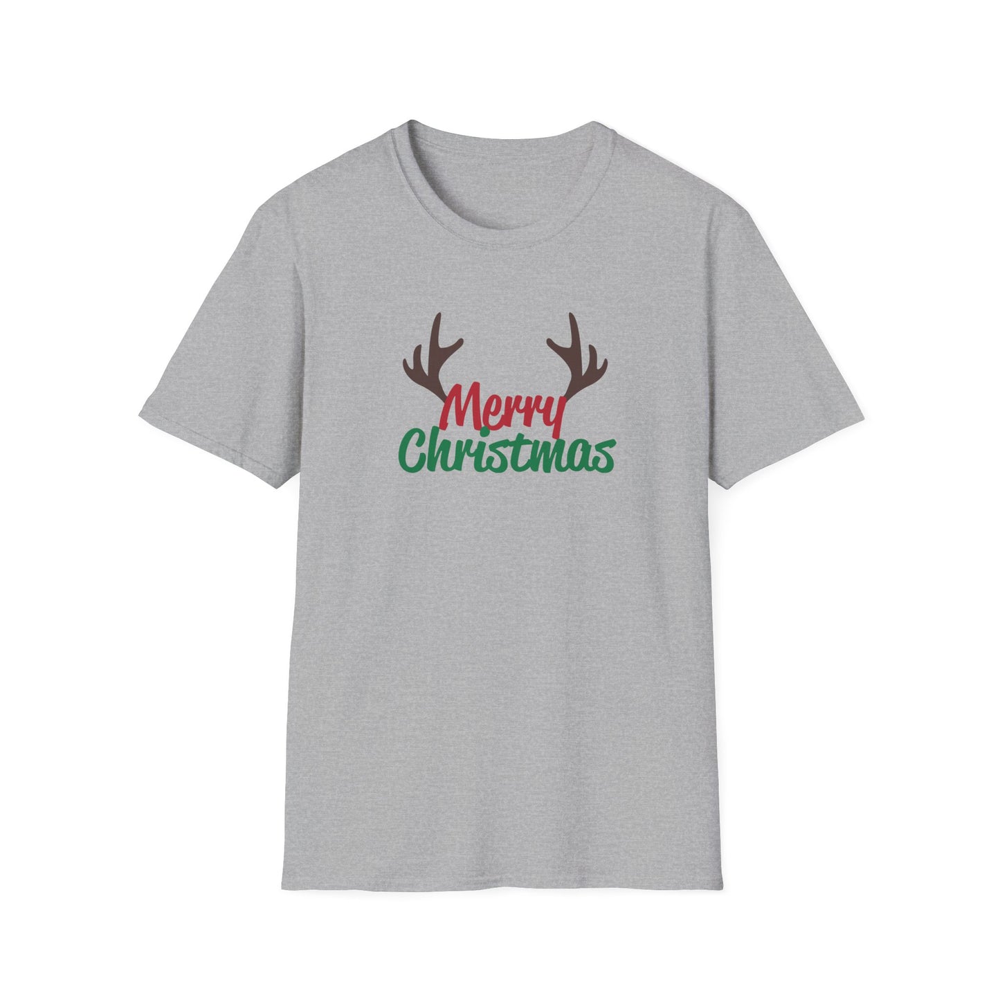 Christmas Unisex T-Shirt - Merry Christmas Reindeer Antlers Design