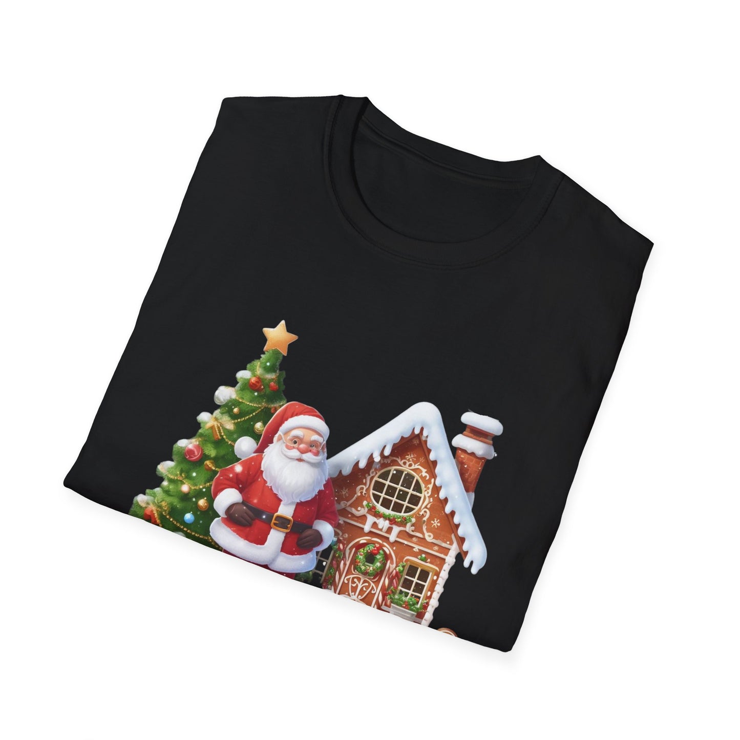 Christmas Unisex T-Shirt - Santa's Gingerbread House Design