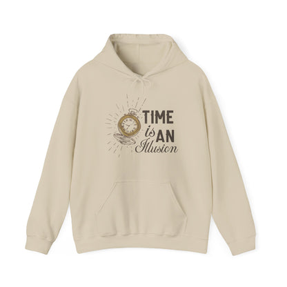 Motivational Unisex Hooded Sweatshirt - Time Is An Illusion Design