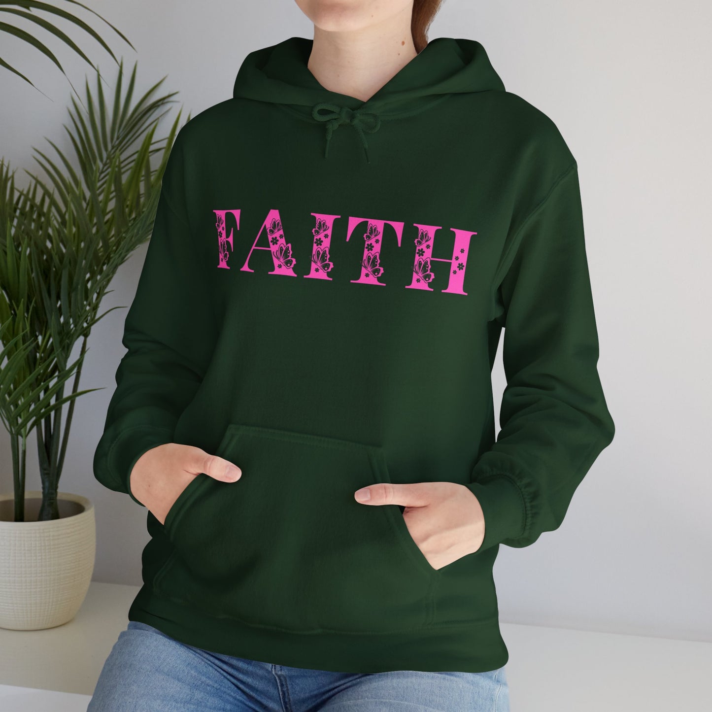 Christian Unisex Hooded Sweatshirt - Faith Pink Design