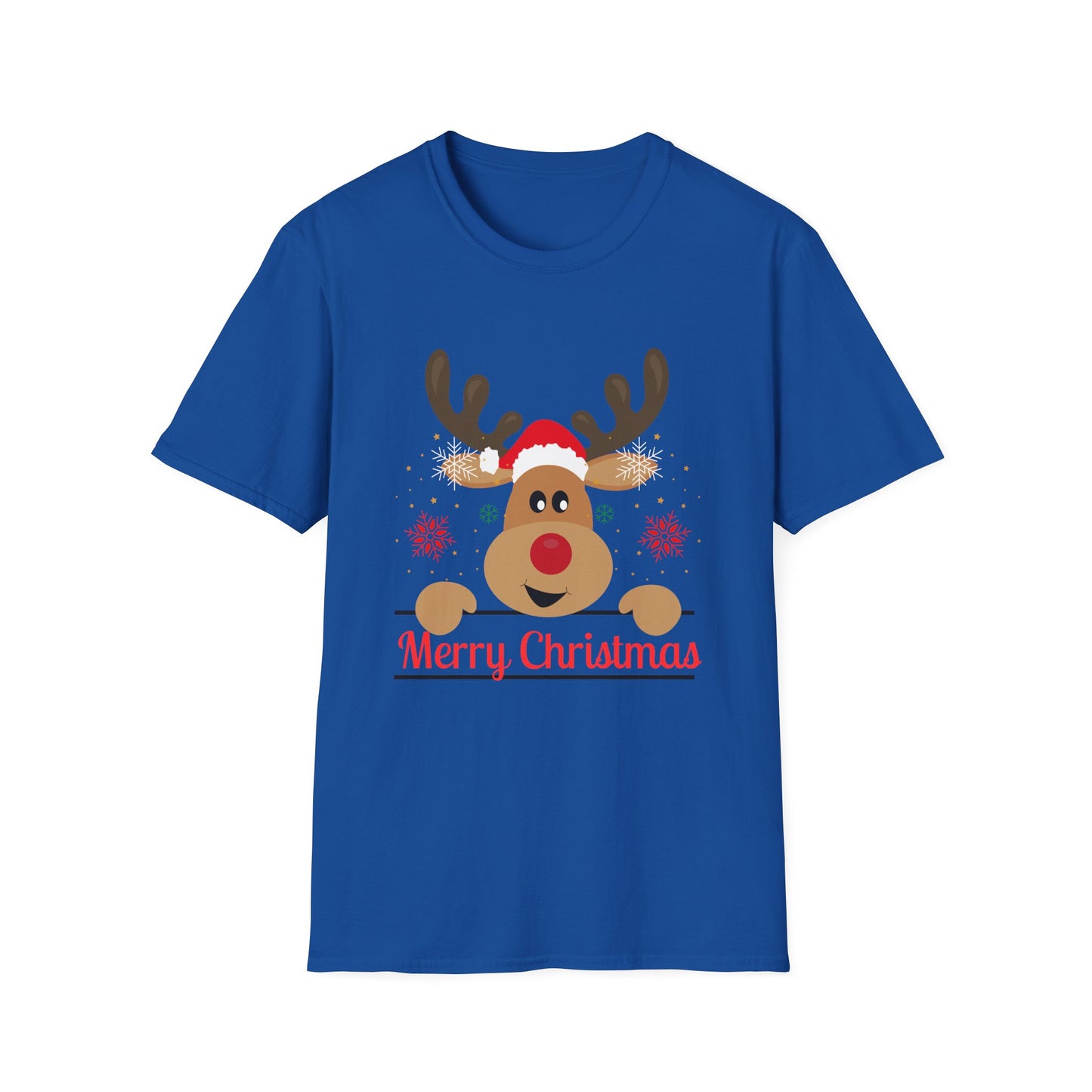 Christmas Unisex T-Shirt - Smiling Christmas Reindeer Design