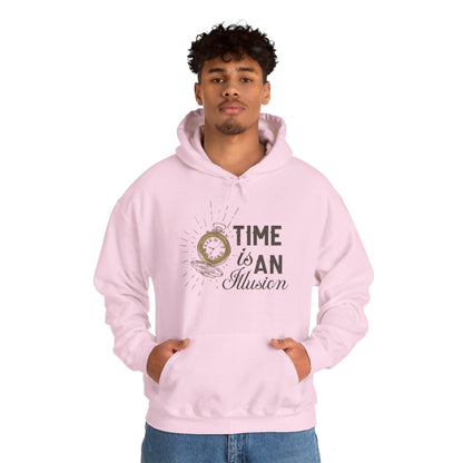 Motivational Unisex Hooded Sweatshirt - Time Is An Illusion Design