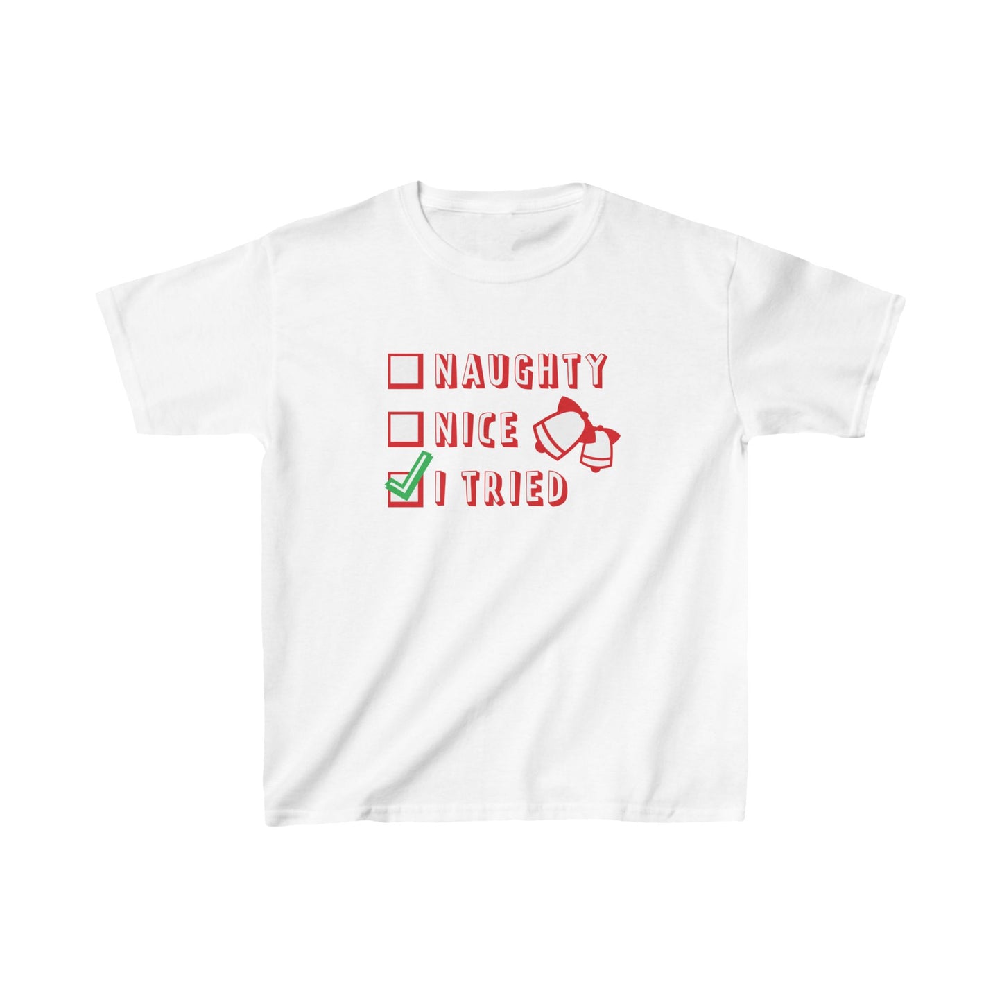 Christmas Unisex Kids T-Shirt - Naughty Nice I Tried Design