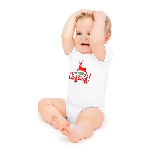 Christmas Baby Bodysuit - Merry Christmas Reindeer Design