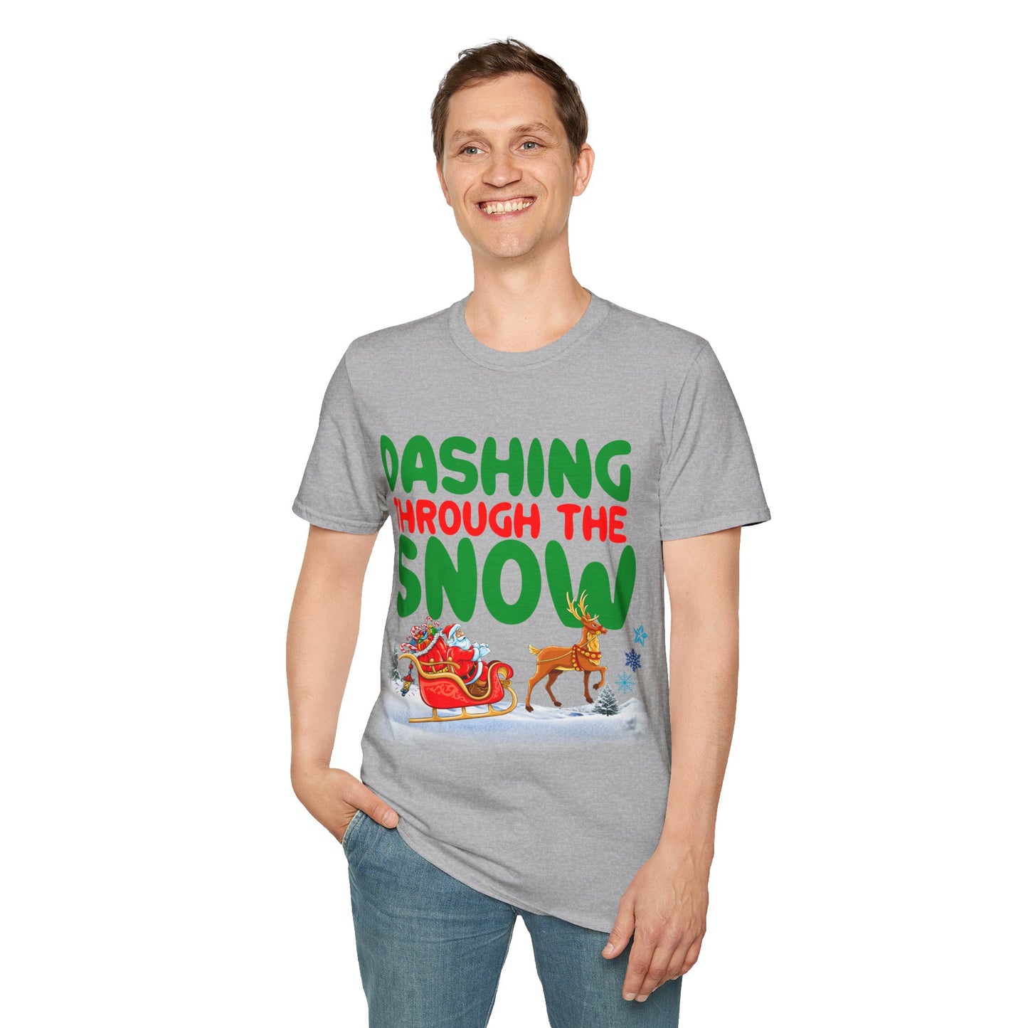 Christmas Unisex T-Shirt - Dashing Through the Snow Design