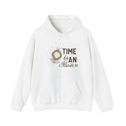 Motivational Unisex Hooded Sweatshirt - Time Is An Illusion Design