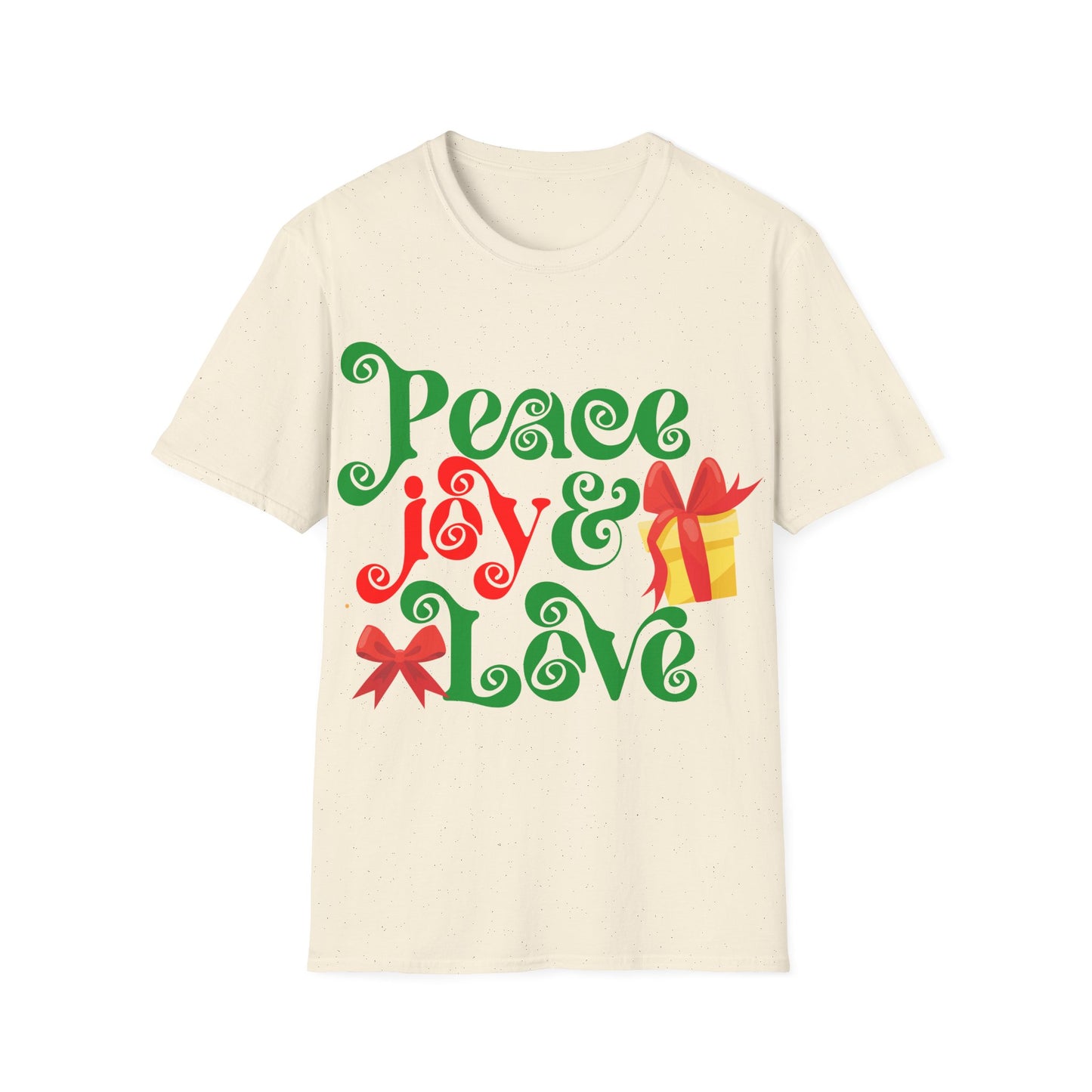 Christmas Unisex T-Shirt - Peace Joy and Love Design