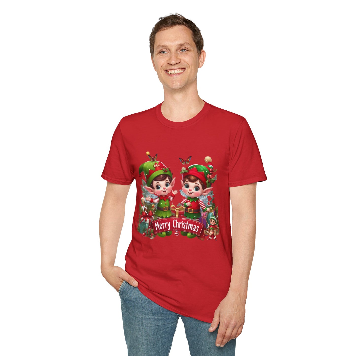 Christmas Unisex T-Shirt - Twin Xmas Elves Design