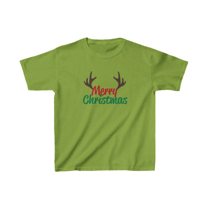 Christmas Unisex Kids T-Shirt - Merry Christmas Reindeer Antlers Design