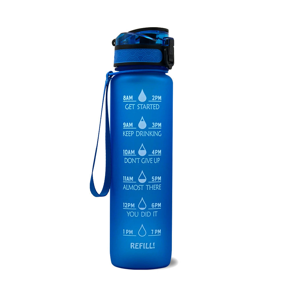 Hydrate Hourly Motivational Water Bottle - 1L Leakproof Tritan Bottle with Time Markers & Bounce Cover