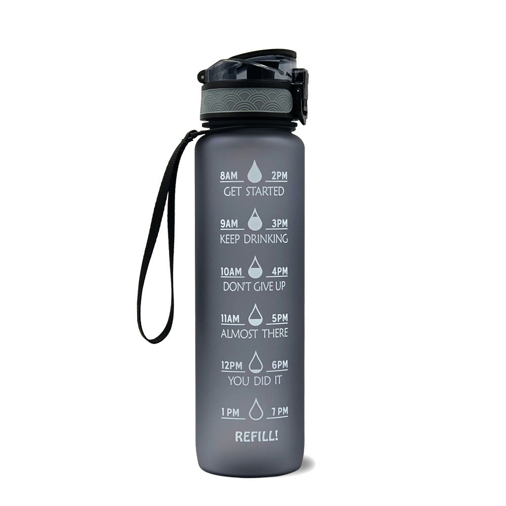 Hydrate Hourly Motivational Water Bottle - 1L Leakproof Tritan Bottle with Time Markers & Bounce Cover