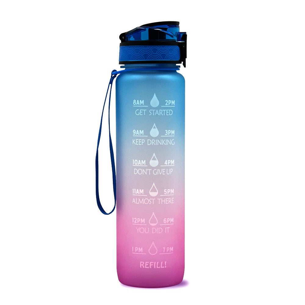 Hydrate Hourly Motivational Water Bottle - 1L Leakproof Tritan Bottle with Time Markers & Bounce Cover