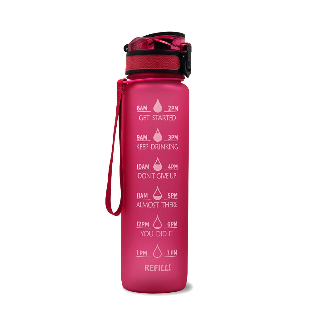 Hydrate Hourly Motivational Water Bottle - 1L Leakproof Tritan Bottle with Time Markers & Bounce Cover