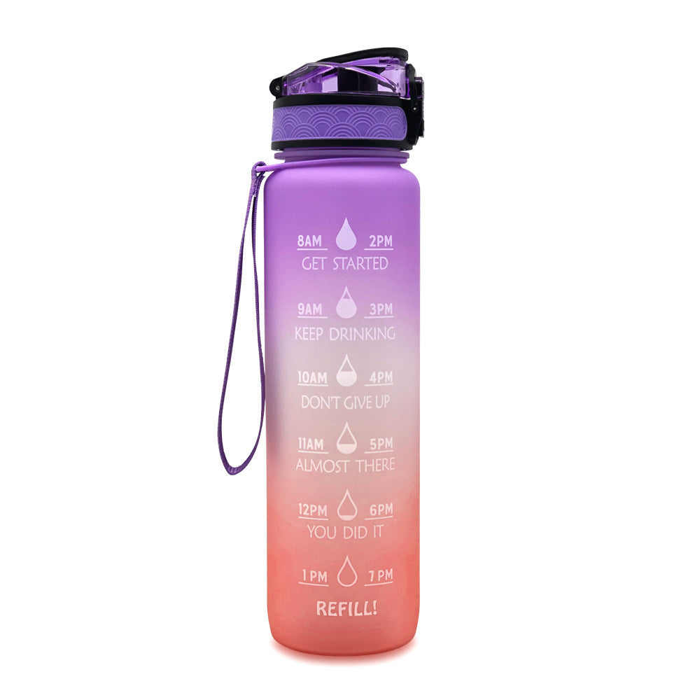 Hydrate Hourly Motivational Water Bottle - 1L Leakproof Tritan Bottle with Time Markers & Bounce Cover