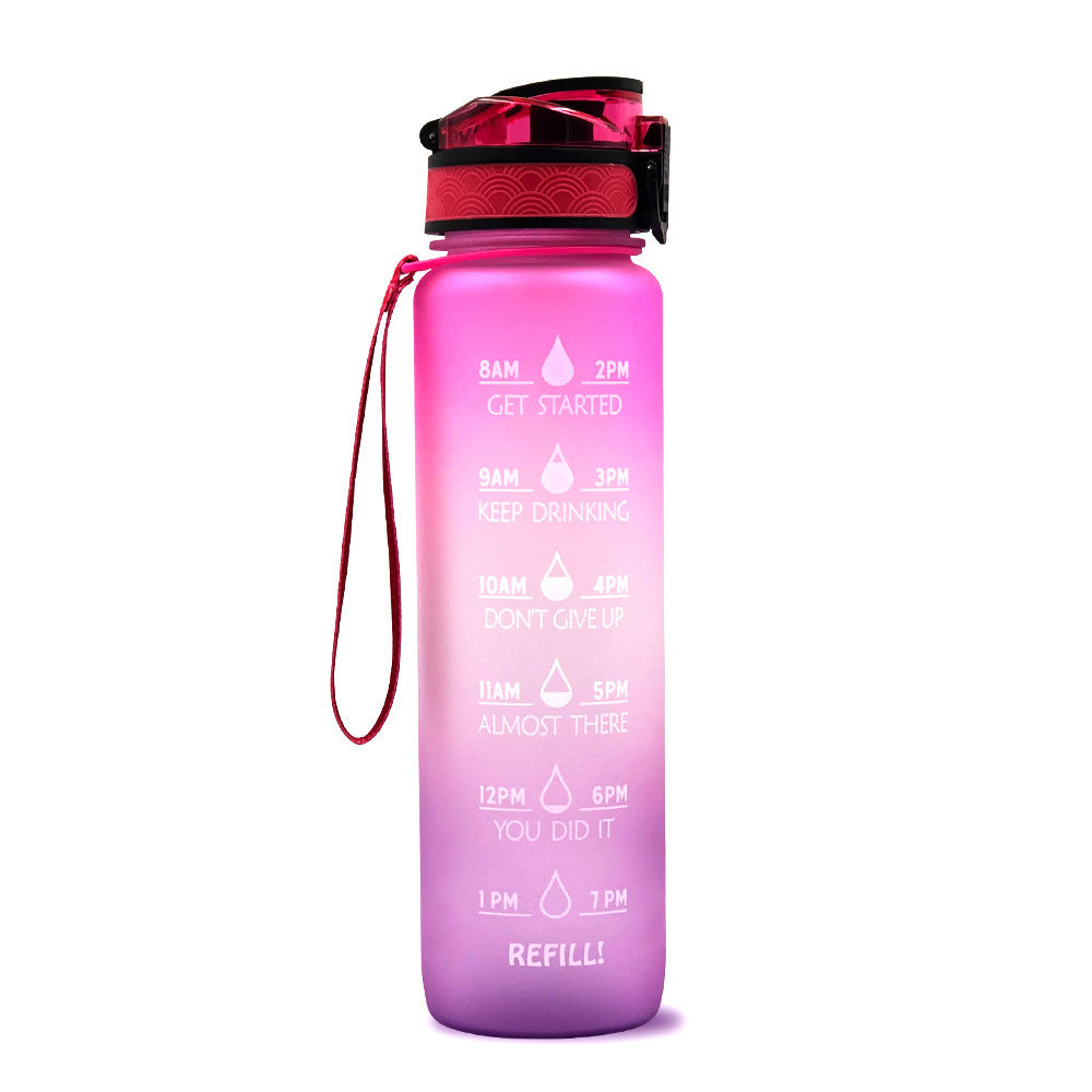 Hydrate Hourly Motivational Water Bottle - 1L Leakproof Tritan Bottle with Time Markers & Bounce Cover