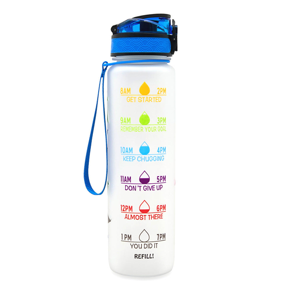 Hydrate Hourly Motivational Water Bottle - 1L Leakproof Tritan Bottle with Time Markers & Bounce Cover