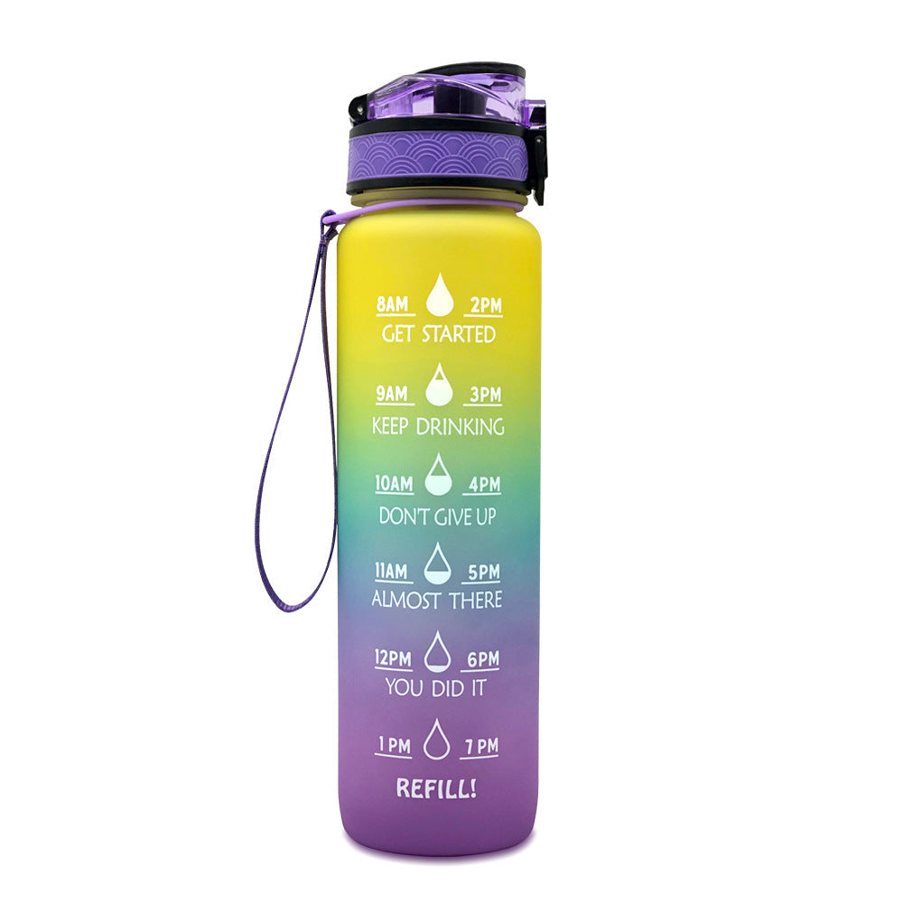 Hydrate Hourly Motivational Water Bottle - 1L Leakproof Tritan Bottle with Time Markers & Bounce Cover